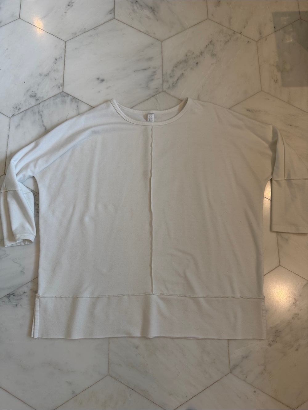 SPANX White Boxy Crewneck Pullover